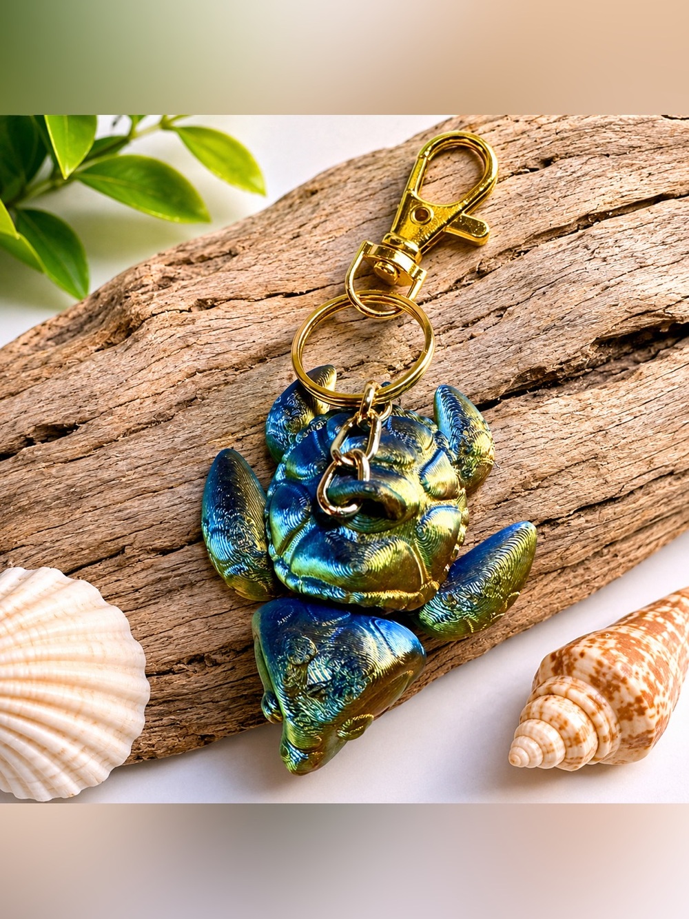 Articulated Sea Turtle Keychain | 3D Printed Turtle Charm | Ocean Lover Gift |